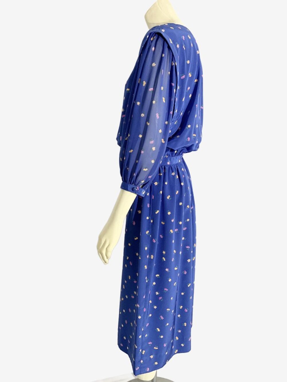 Vintage 1980s Albert Nipon Boutique Floral Midi Dress / size Small - Picture 14 of 14